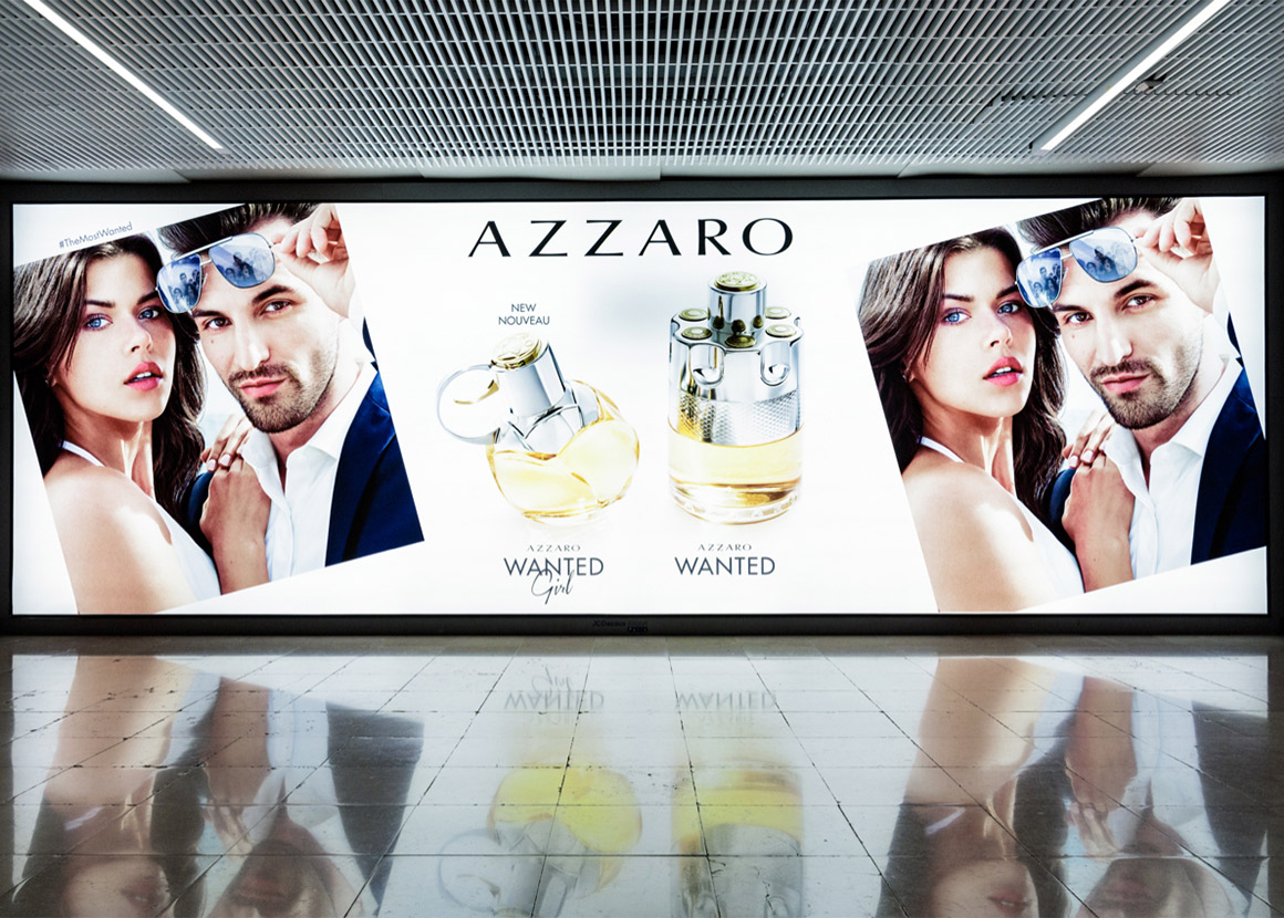 Display Advertising Azzaro Wanted Girl Podium Travel Retail